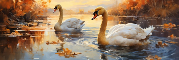 swan and swan on lake