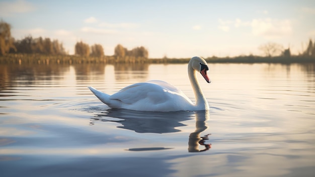 swan in the water HD 8K wallpaper Stock Photographic Image