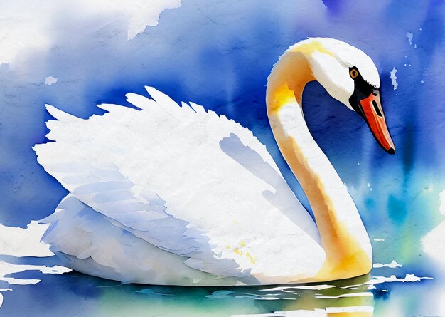 Swan Watercolor Painting Reproduction Artistic Illustration