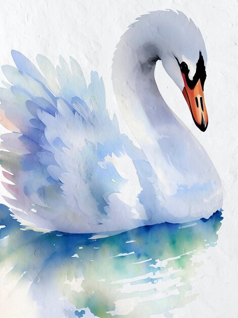 Swan Watercolor Painting Reproduction Artistic Illustration