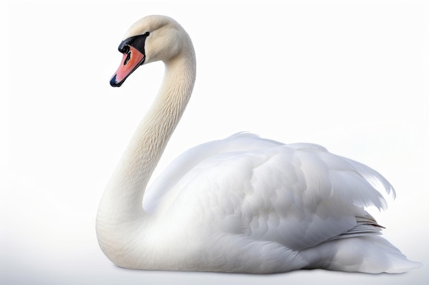 Swan on white background