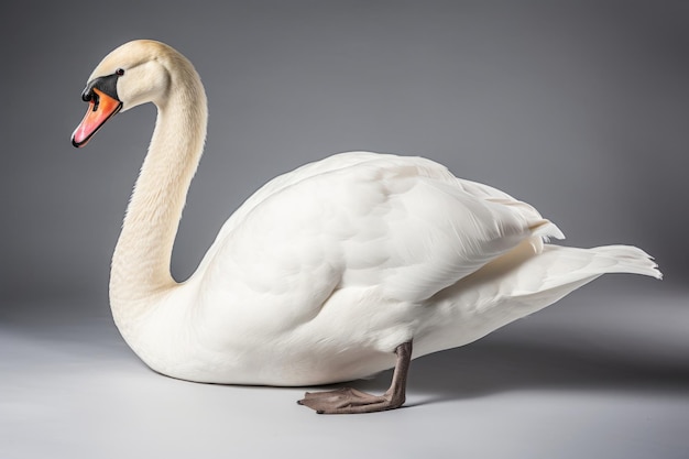 Swan on white background