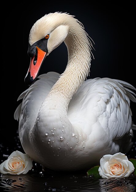 a swan with a red beak and the word  swan  on the bottom