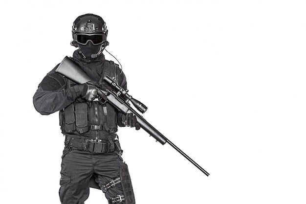 swat operator with sniper rifle