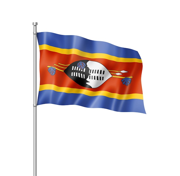 Swaziland flag three dimensional render isolated on white