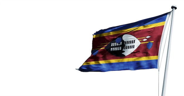 Swazilend wuivende 3d render vlag, op een witte achtergrond. - afbeelding