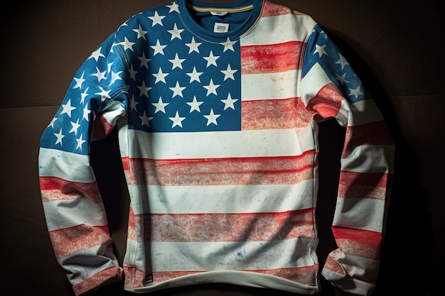 A sweatshirt with the flag on it is made by the u s army