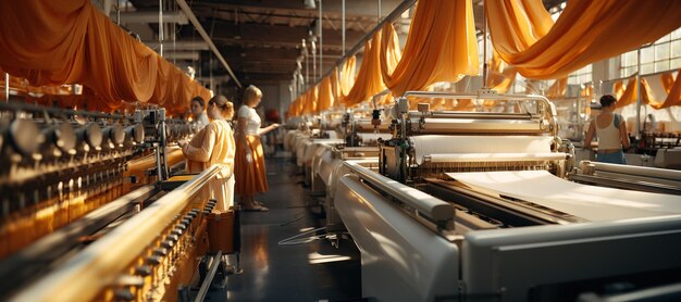 Foto sweatshop naaister een naaister werkt ijverig in een textielfabriek en naait kledingstukken op haar stationgenerated with ai