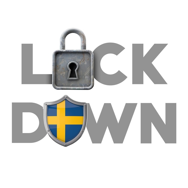 Sweden country lockdown concept during global crisis d render