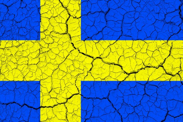 Sweden flag flag with cracks isolated national flag of sweden horizontal design