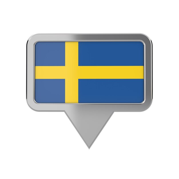 Sweden flag location marker icon 3D Rendering