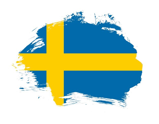 Sweden flag painted on minimal brush stroke background