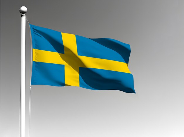 Sweden national flag waving on gray background