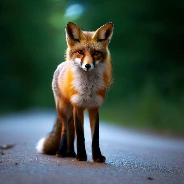 Sweden Uppland Lidingo Fox standing on road