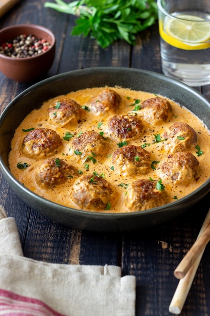 Swedish meatballs in cream sauce Swedish cuisine Recipe