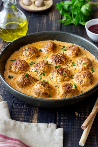 Swedish meatballs in cream sauce Swedish cuisine Recipe