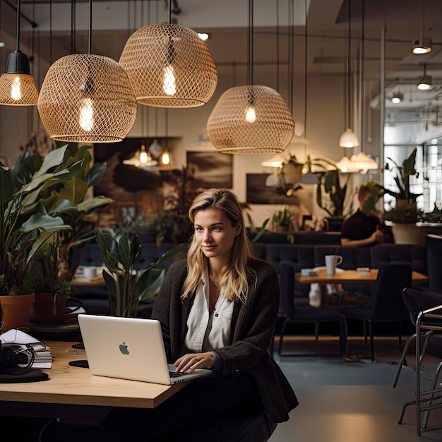 swedish woman sitting behind her laptop