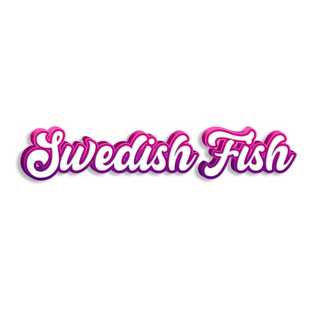 SwedishFish typografie 3d ontwerp geel roze witte achtergrond foto jpg.