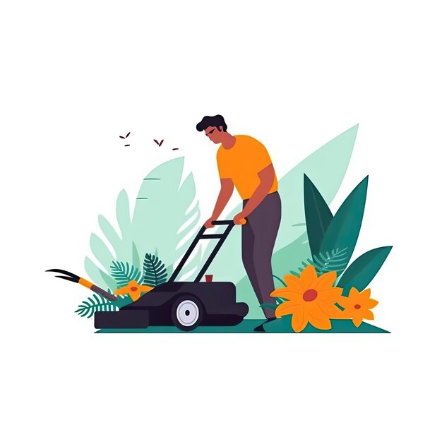 Photo a sweeper flat vector illustration daily activities working on white background ai generated