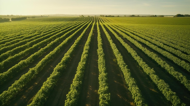 Sweeping Morning Vista Rows of Verdant Vines