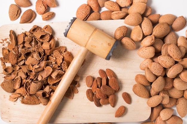 Sweet almonds with hammer