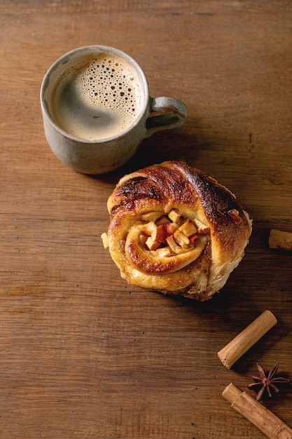 Sweet apple cinnamon buns. Traditional home bakery