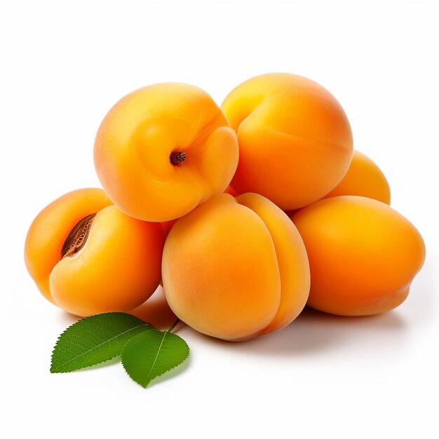 Sweet Apricots on Pure White Background