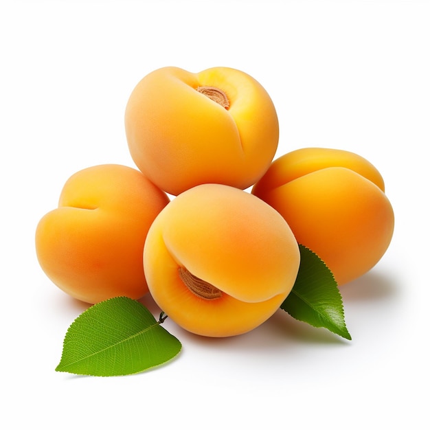 Sweet Apricots on Pure White Background