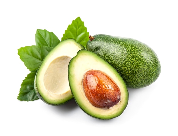 Sweet avocado fruits on white backgrounds