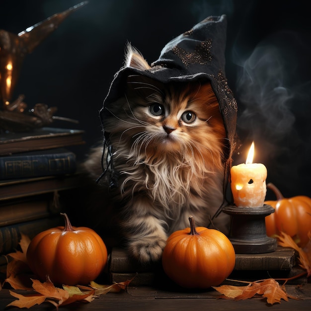 Sweet Baby Cat Kitten gekleed voor Halloween