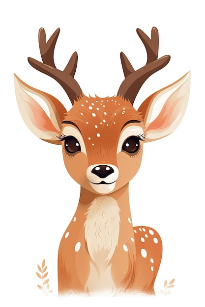 Sweet Baby Deer Illustration on White Background