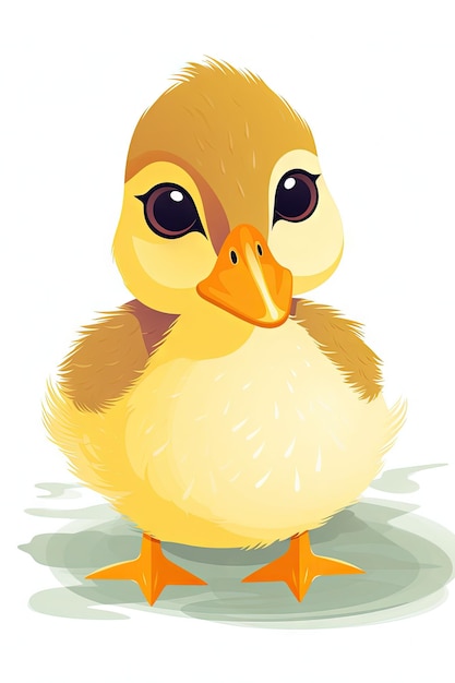 Sweet Baby Duck Illustration on White Background