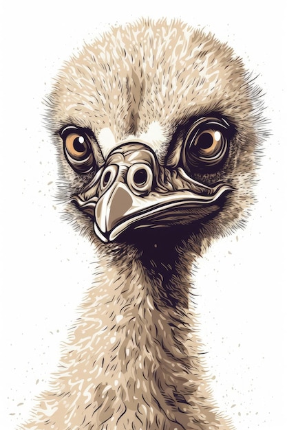 Sweet Baby Emu illustratie op witte achtergrond