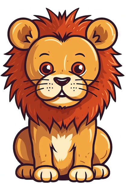 Sweet Baby Lion Illustration on White Background