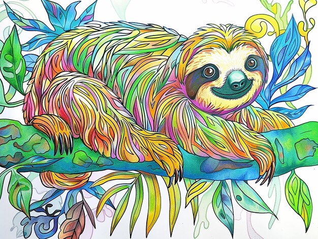 Photo sweet baby sloth coloring sheet