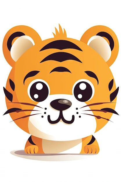 Sweet Baby Tiger Illustration on White Background