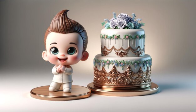 Photo sweet baby with 3d cake 1