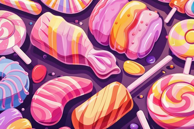 Photo sweet background with candy wonderland