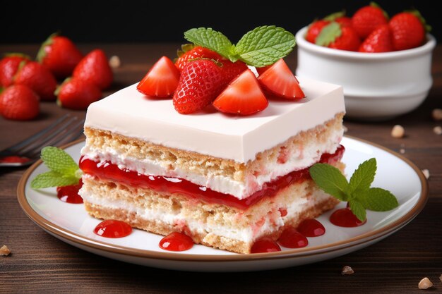 Sweet bakery dessert with strawberry