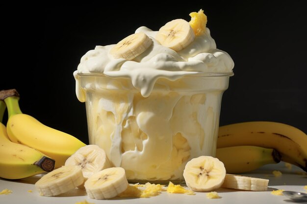 Foto yogurt di banana dolce cibo di frutta natura generare ai