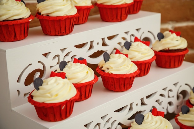 Sweet beautiful cake and other sweets for a child's birthday