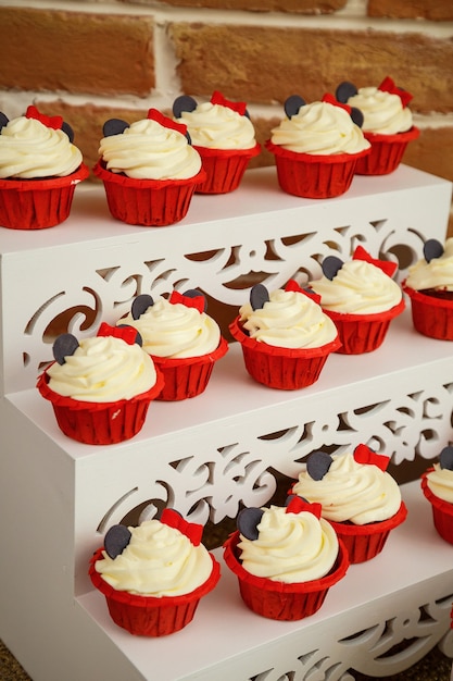 Sweet beautiful cake and other sweets for a child's birthday