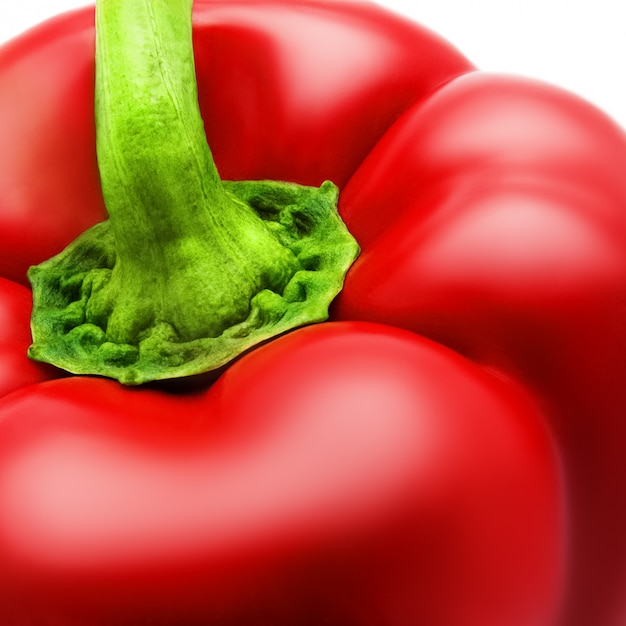 Sweet bell pepper, red paprika isolated on a white background.