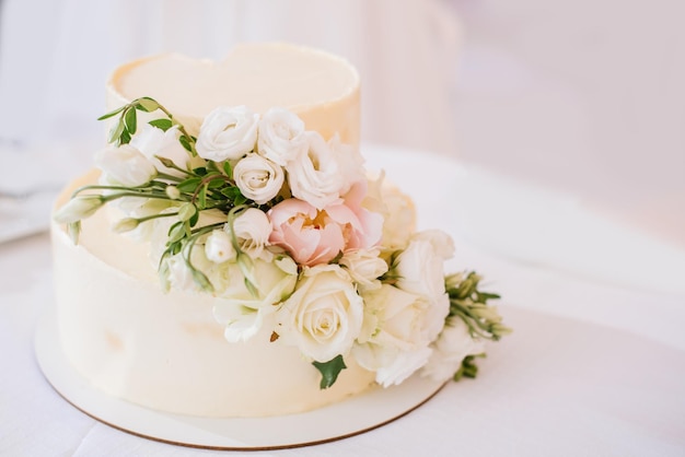 Sweet big white wedding cake