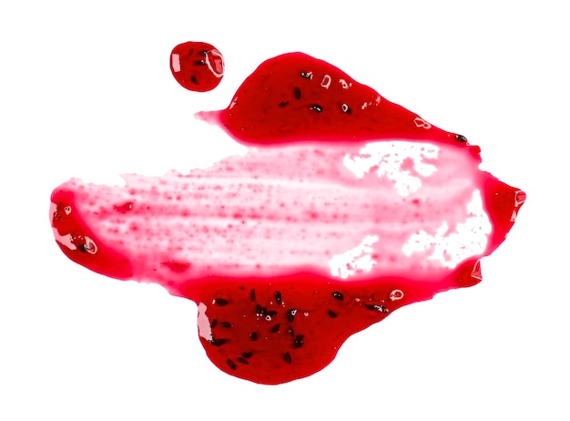Photo sweet black currant red berry jam sauce as abstract smear stain isolated on white backgroundxa