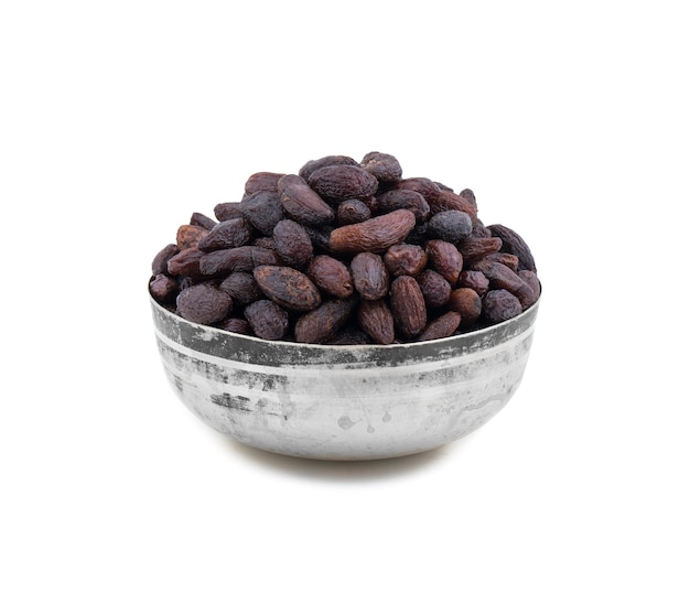 Sweet Black Fruit Raisin on White Background