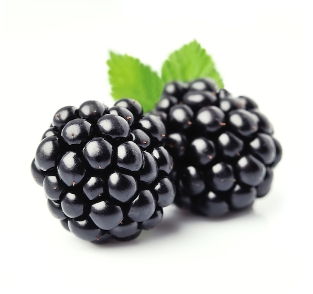 Sweet blackberries on the white background.