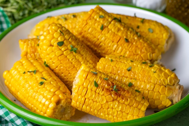 Sweet boiled corn food concept photo