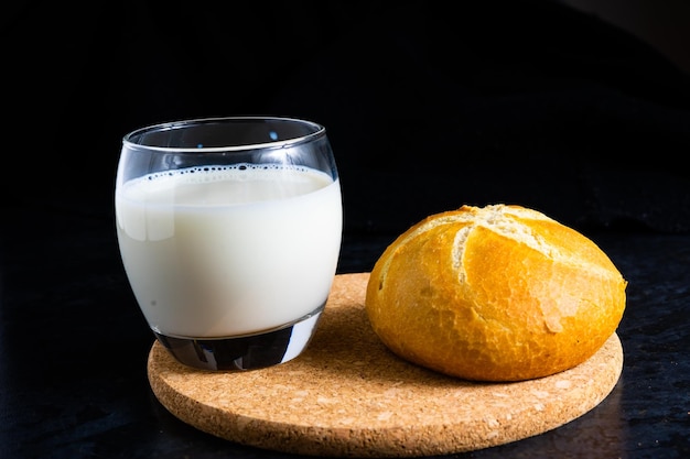 Sweet bread assorted traditional bakery croissant pans and milk