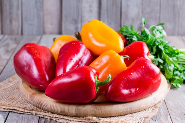 Sweet Bulgarian pepper on a cutting board